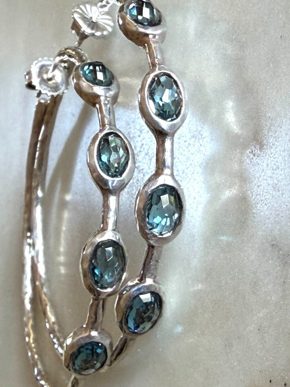 Ippolita Sterling Topaz Silver Large Hammered Hoop - Picture 5 of 12